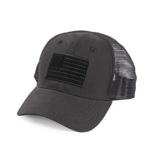 🏷️ 4/$25 NWT Highland Tactical American Flag Velcro Trucker Mesh Hat in Black